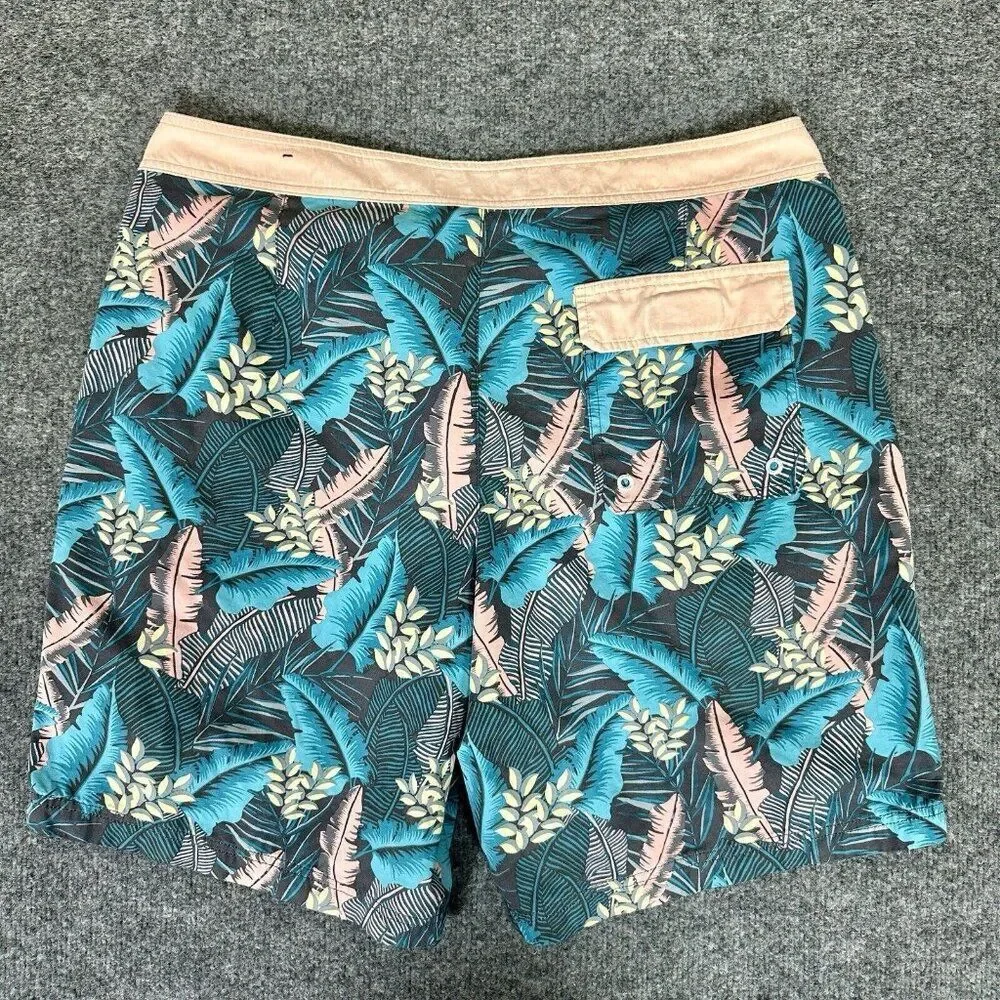 American Eagle Board Shorts Mens Large 36x10 Swim Trunks Floral Drawstring Adult